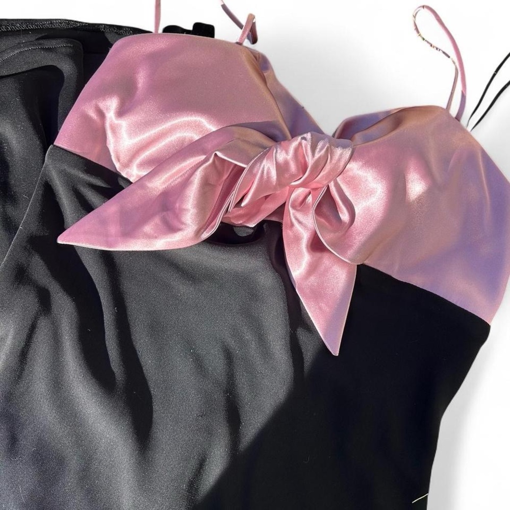 Y2K Pink Satin and Black Long Women's Formal Dress